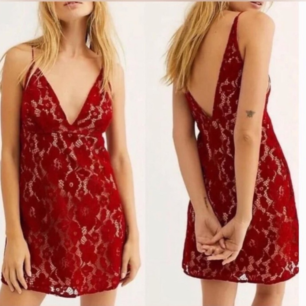 NWOT Free People Dangerous Love Lace Mini Dress Size 6 Women